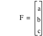 F=vector(a,b,c)