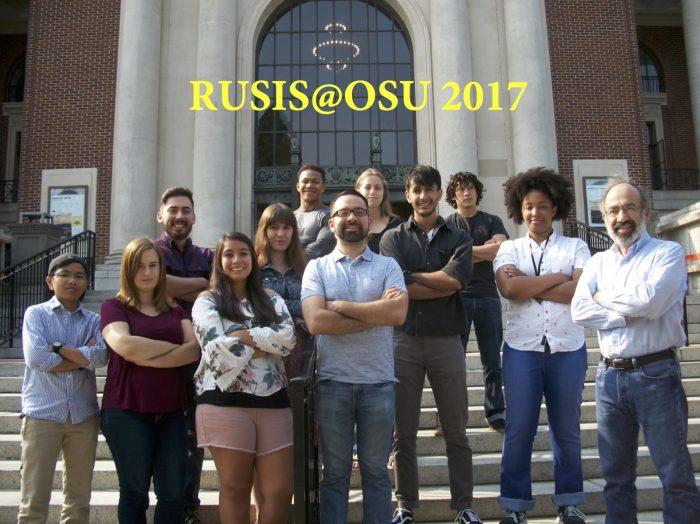Javier Rojo with RUSIS group in front of the Memorial Union