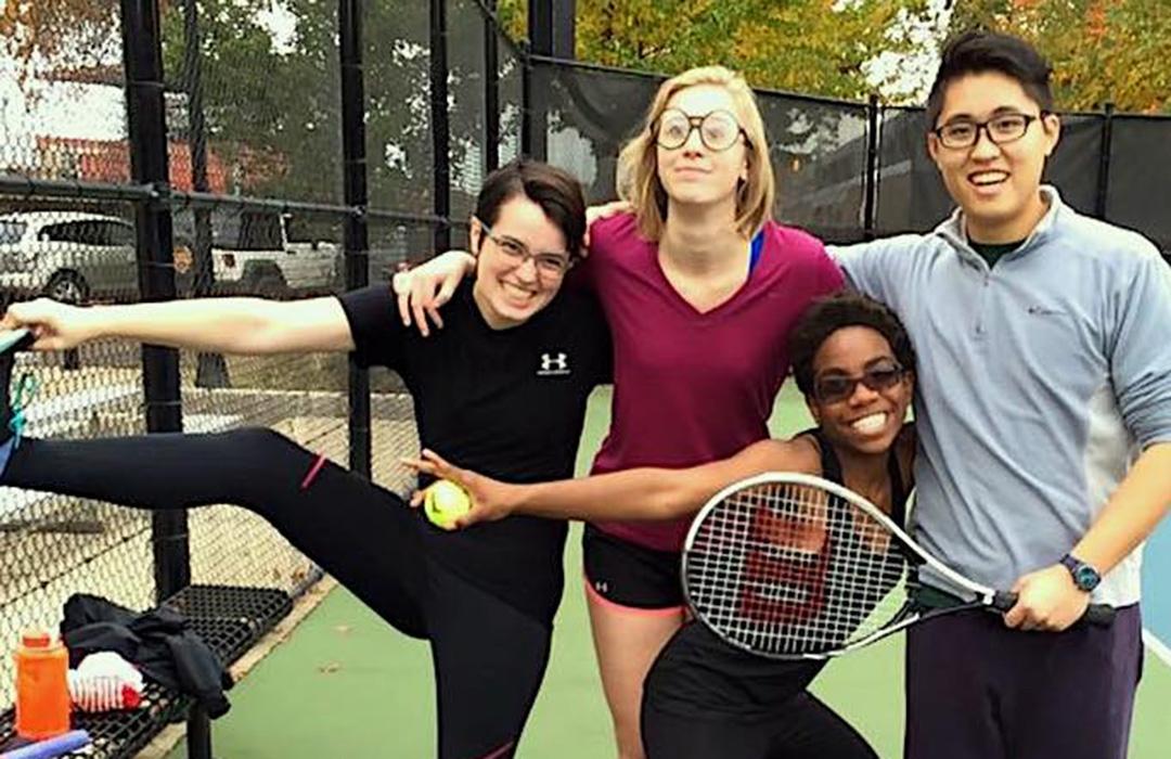 Yuriyah playing tennis with her friends