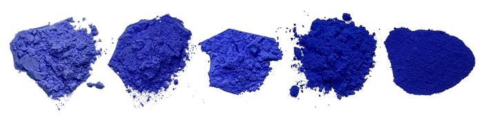 Blue pigments with increasing Cobalt content from left to right