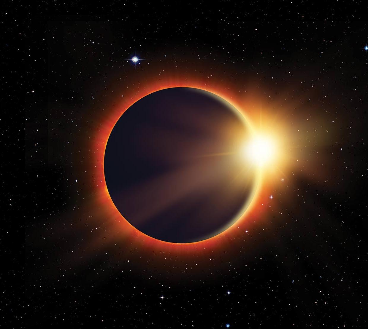 moon covering sun in a solar eclipse