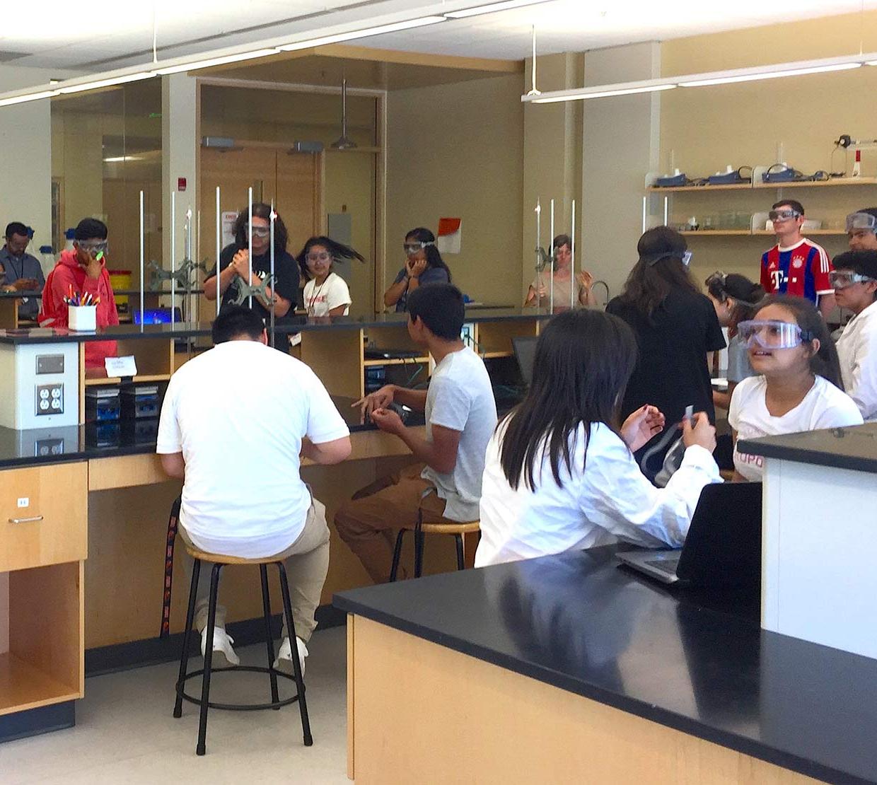 camp goers working in Chemistry lab