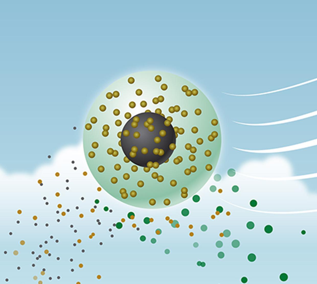 Illustration of toxic particles in the wind