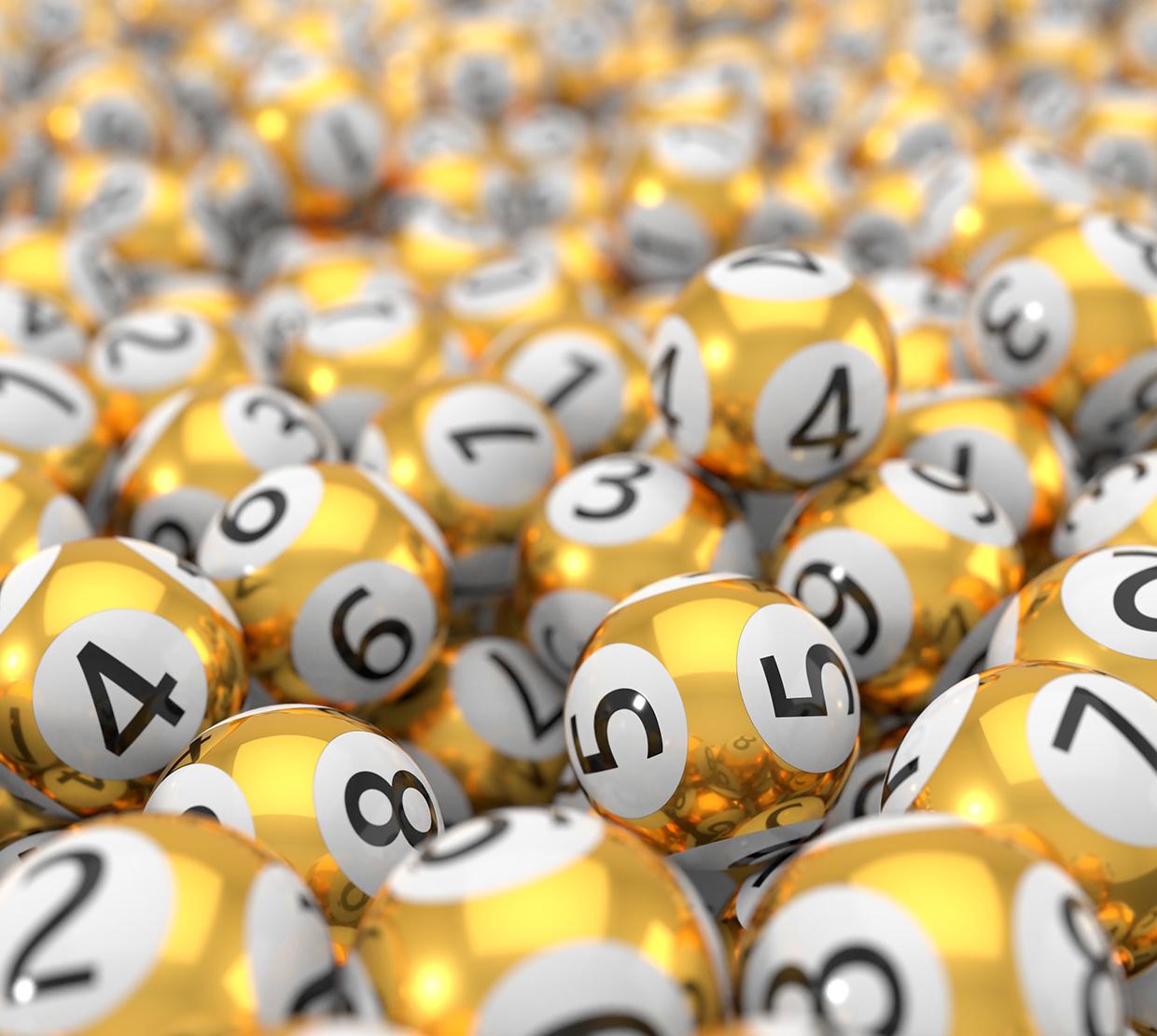 Pile of golden lottery balls