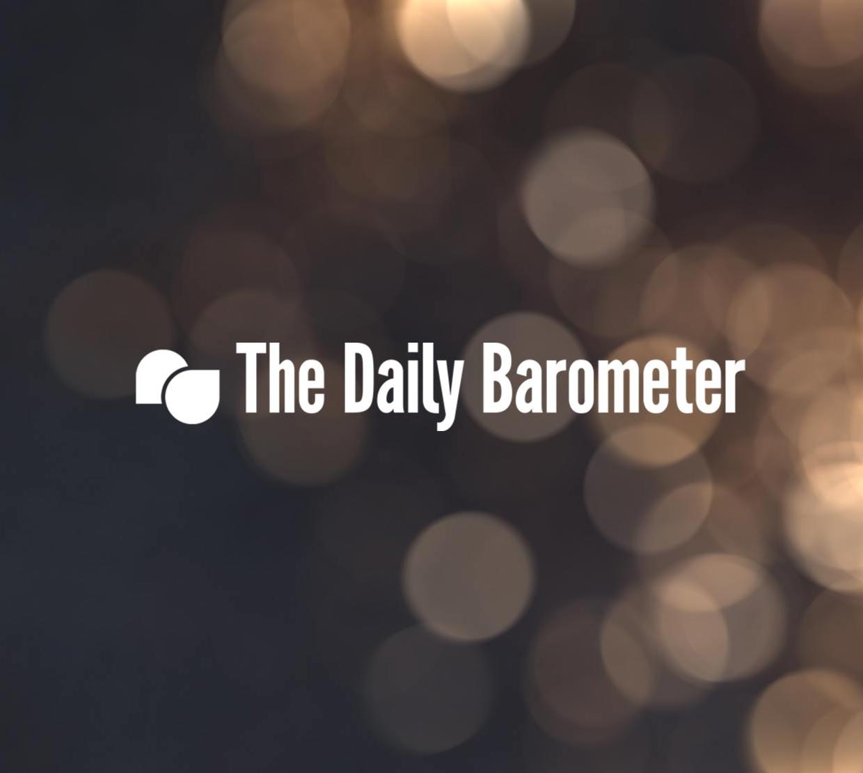 The Barometer logo above brown light texture