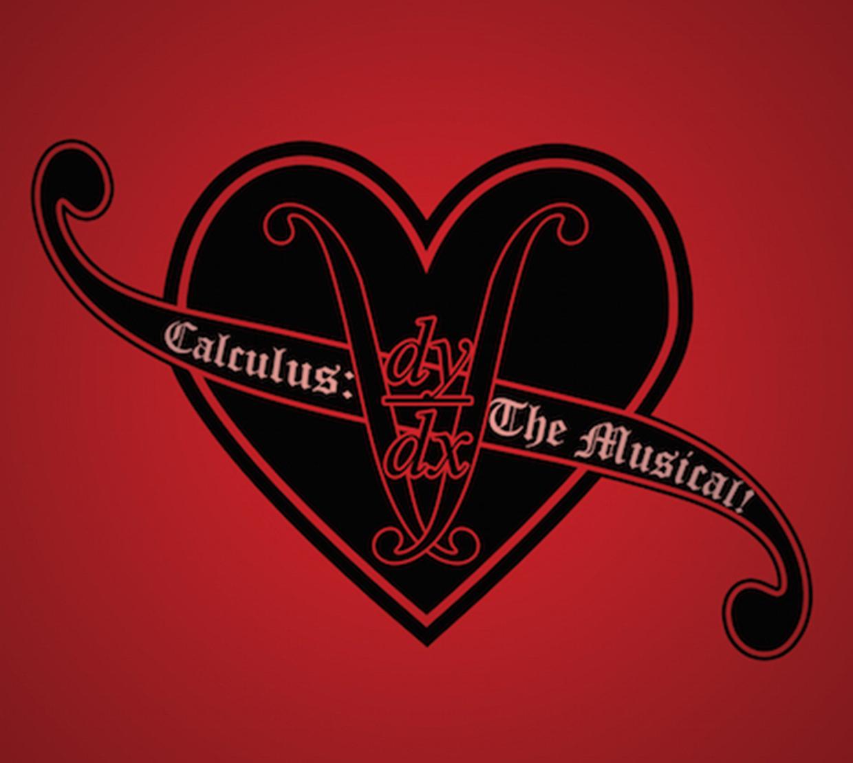 Calculus the musical logo with black and red heart and banner