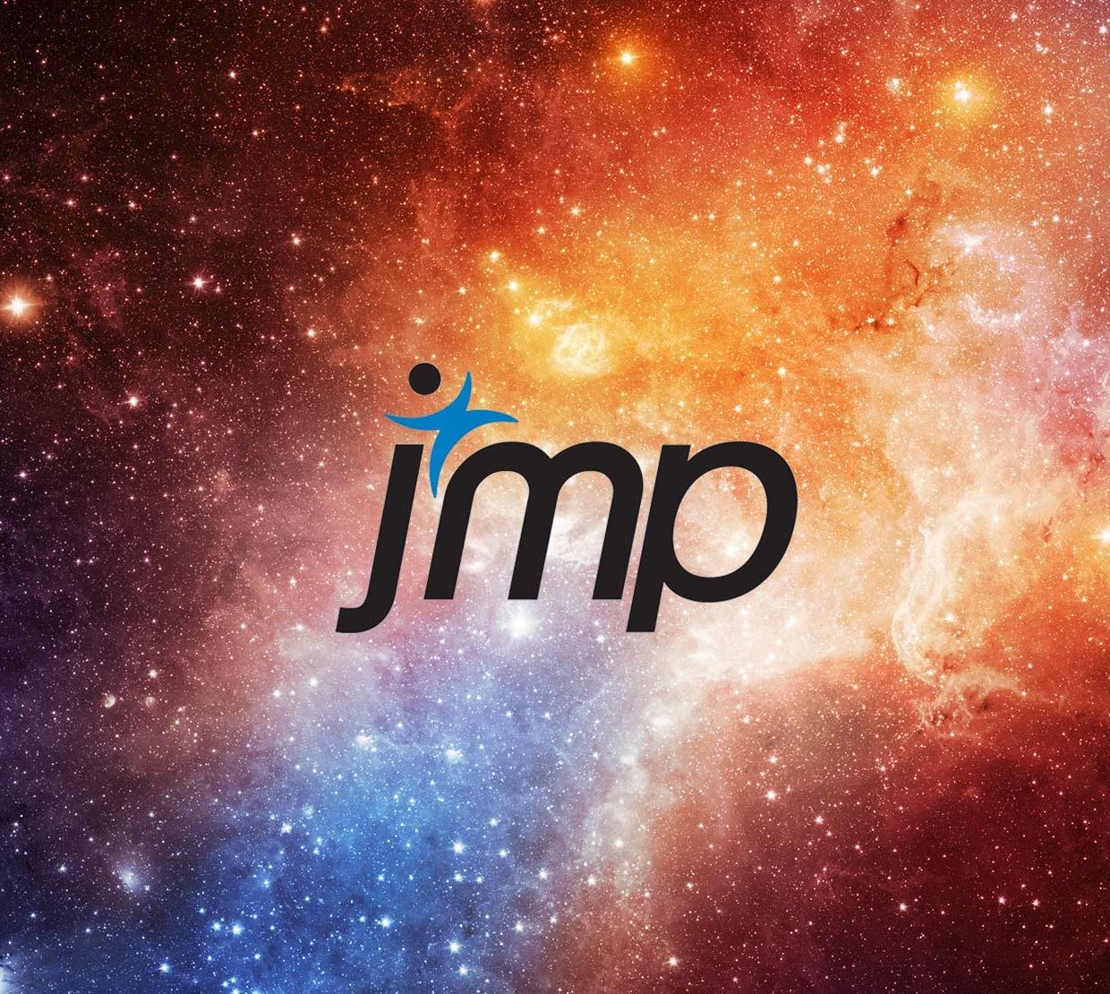 JMP logo above vibrant galaxy