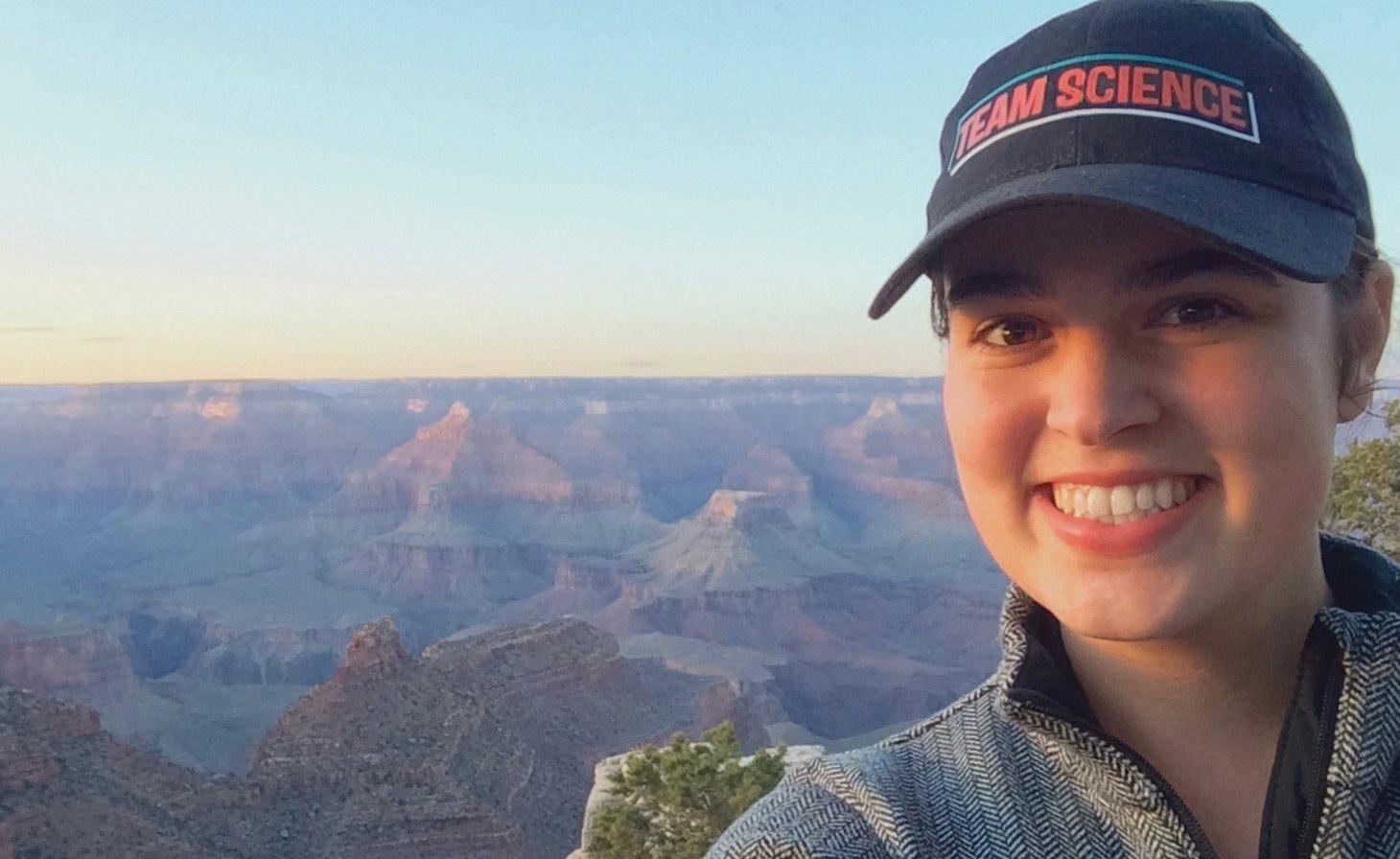 Grace D’Angelo taking selfie in front of the Grand Canyon