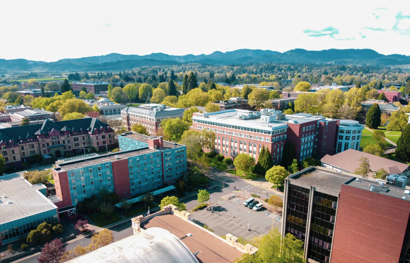 View of the Corvallis campus from the sky.