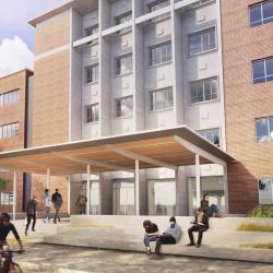 A rendering of Cordley Hall's south entrance