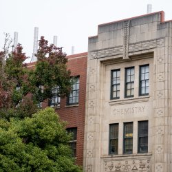 A view of the front of Gilbert Hall.