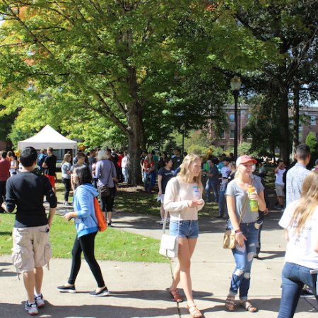 science students checking out booths