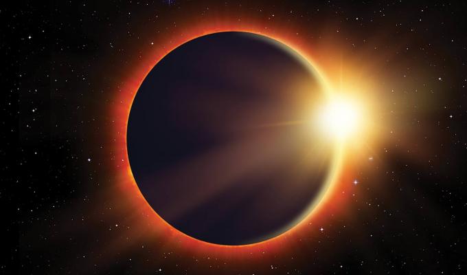 moon covering sun in a solar eclipse