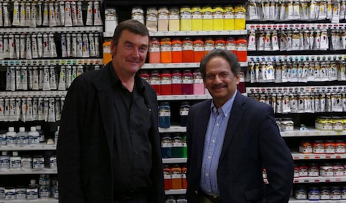 Subramanian and Matisse in paint store