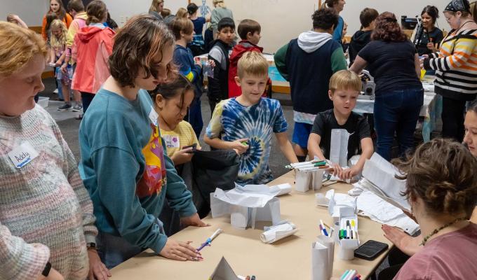 Elementary students participate in the Discovery Days event.
