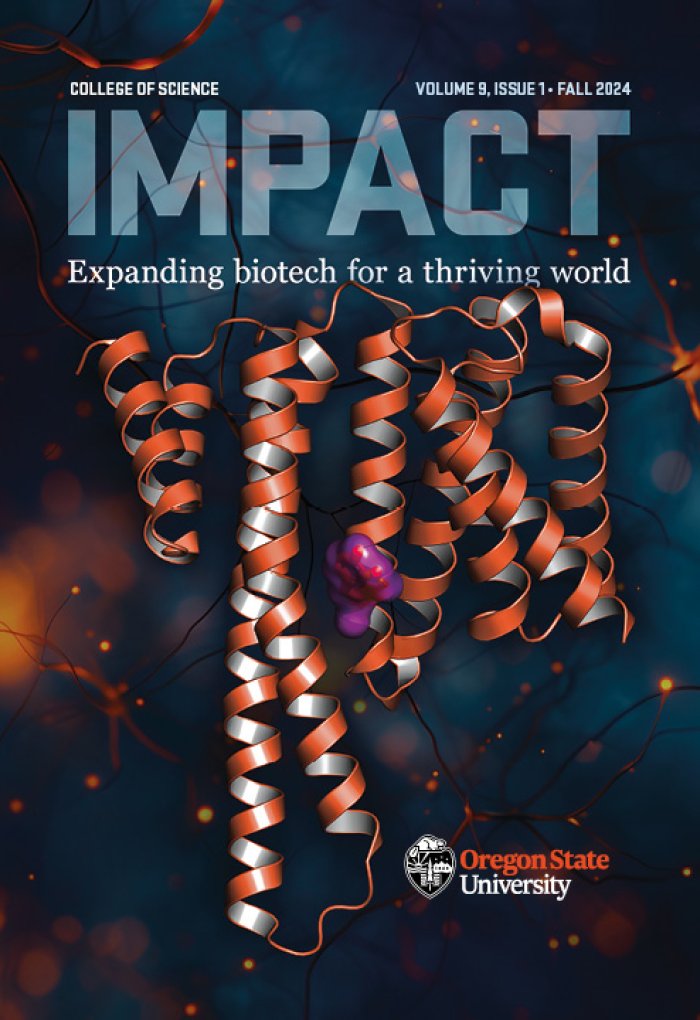 IMPACT Fall 2024 Cover has a genetically expanded protein on it in honor of the GCE4All Center