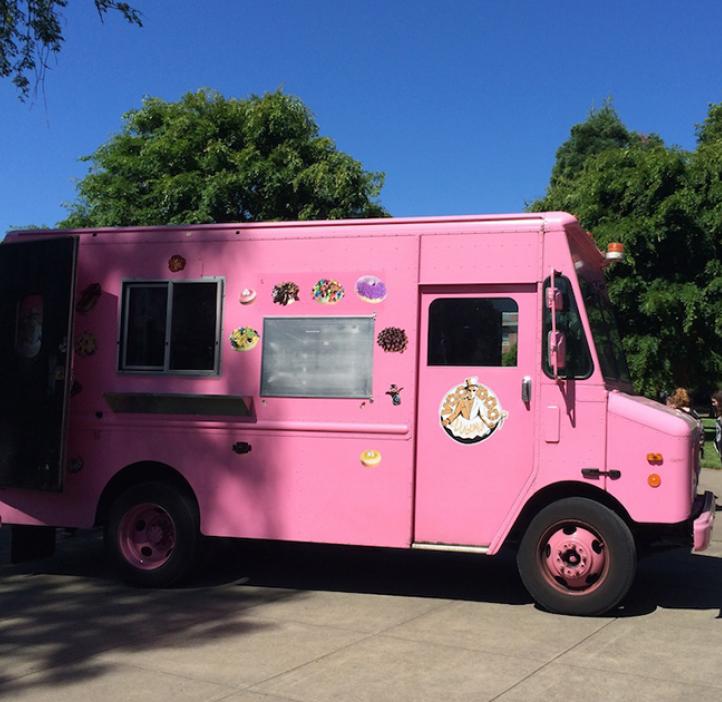 Voodoo Doughnut pink delivery truck