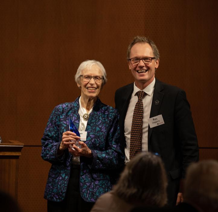 Dean Roy Haggerty with Distinguished Alumni Award winner Joan Countryman Suit
