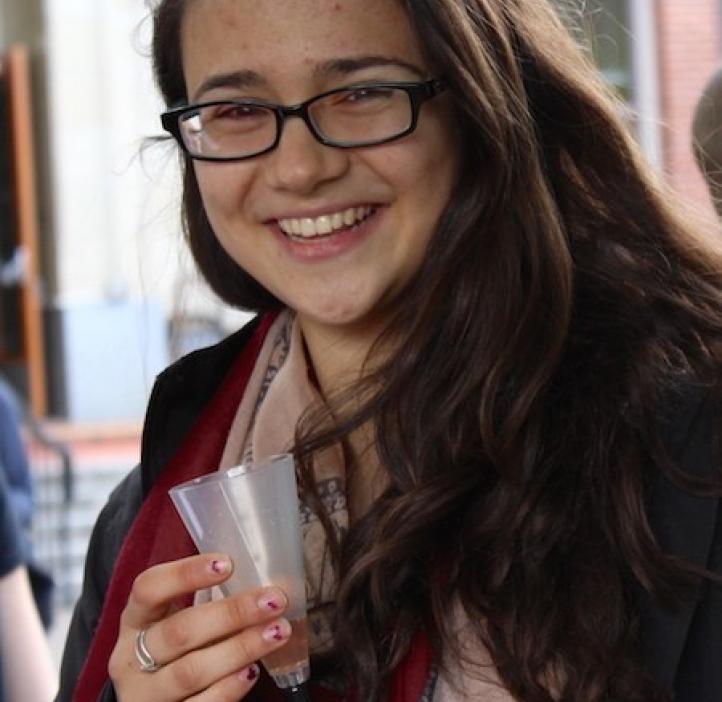 Arianna Kahler-Quesada enjoying beverage