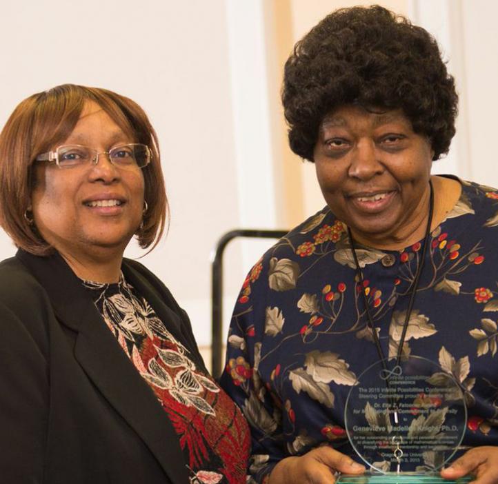 Dr. Genevieve Knight receiving the Dr. Etta Z. Falconer Award for Mentoring & Commitment to Diversity